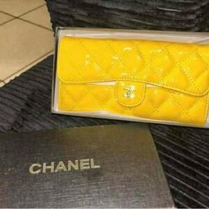 Chanel Yellow Quilted Wallet